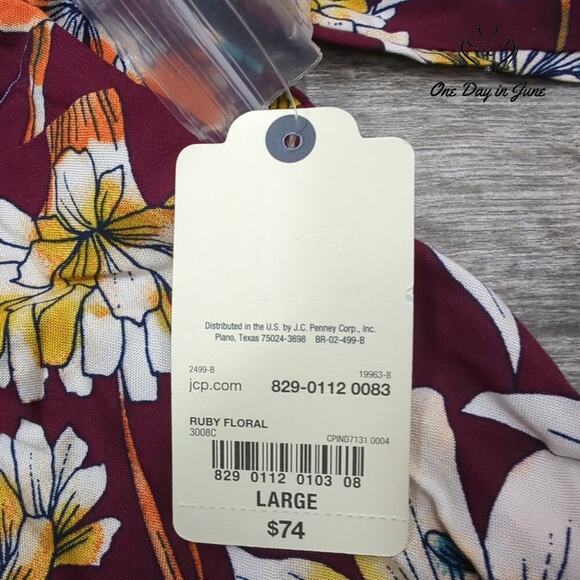 St. John's Bay Long Sleeve Button Front Tie Dress Size L - Picture 4 of 7